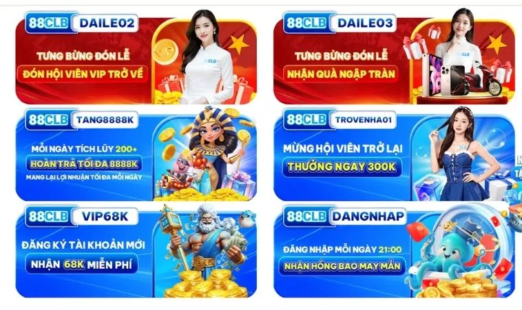 Khuyến Mãi Tại 88CLB: Đánh Giá Và Giới Thiệu Chi Tiết 1 Vô vàn các chương trình khuyến mãi 88CLB hấp dẫn tặng hội viên