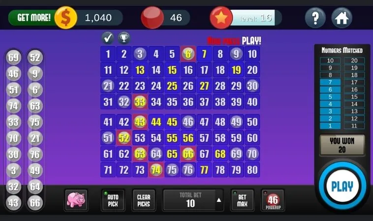 Hướng Dẫn Chơi Game Nhanh Keno Tại 88CLB: Đánh Giá Chi Tiết 2 Giao diện chơi game nhanh Keno Tại 88CLB